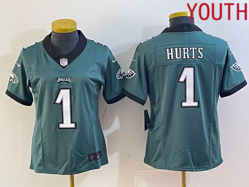 Youth Philadelphia Eagles #1 Hurts Green Nike Vapor F.U.S.E. Limited NFL Jerseys->customized ncaa jersey->Custom Jersey